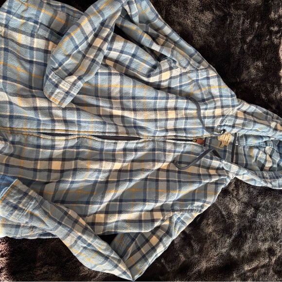 L.L.Bean Blue and Yellow Plaid Hoodie - Picture 2 of 6
